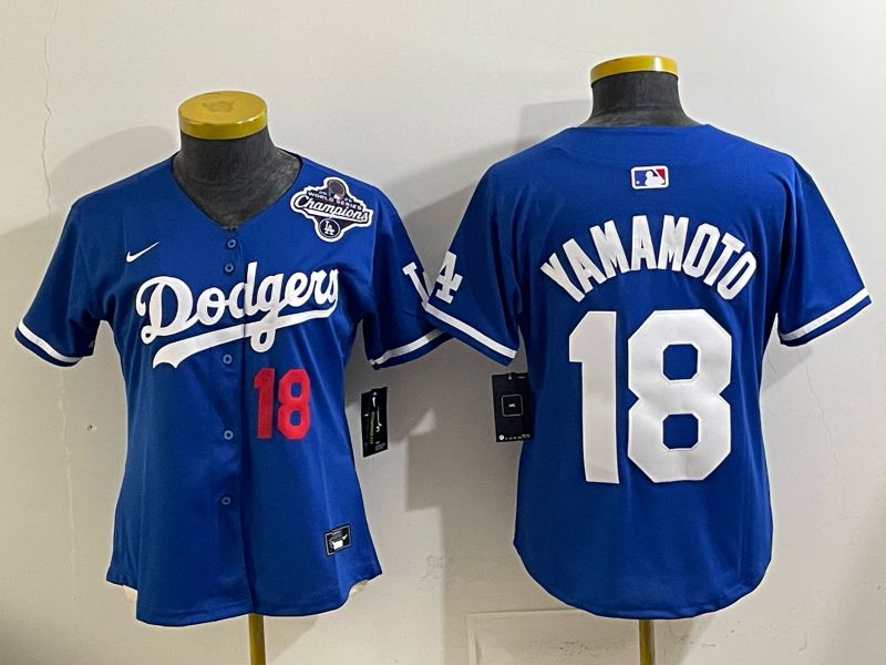 Women 2025 Los Angeles Dodgers #18 Yamamoto Blue Game Nike MLB Jersey style 0022
